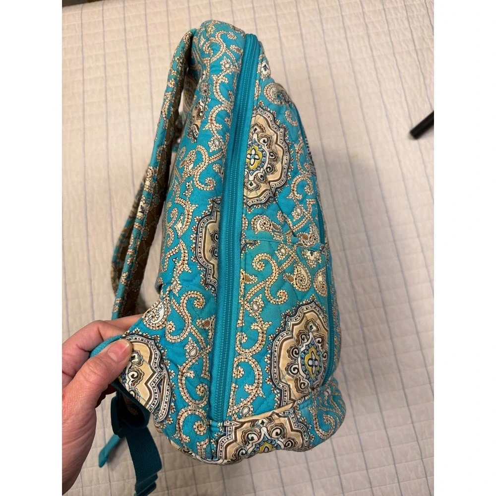 Vera Bradley Quilted Cotton Backpack & Matching Wristlet Blue Turquoise‎ Paisley